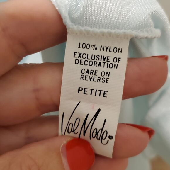 NWOT Vtg Val Mode 2 Pc Peignoir Set Sz XS Blue White Lace Trim 60’s Sheer Robe - Picture 9 of 13